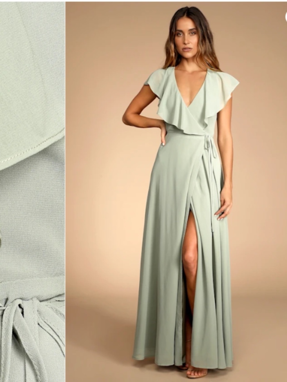 LULU's Elegant Prom Wedding Bridesmaid Elegant Romantic Ruffles Wrap Maxi